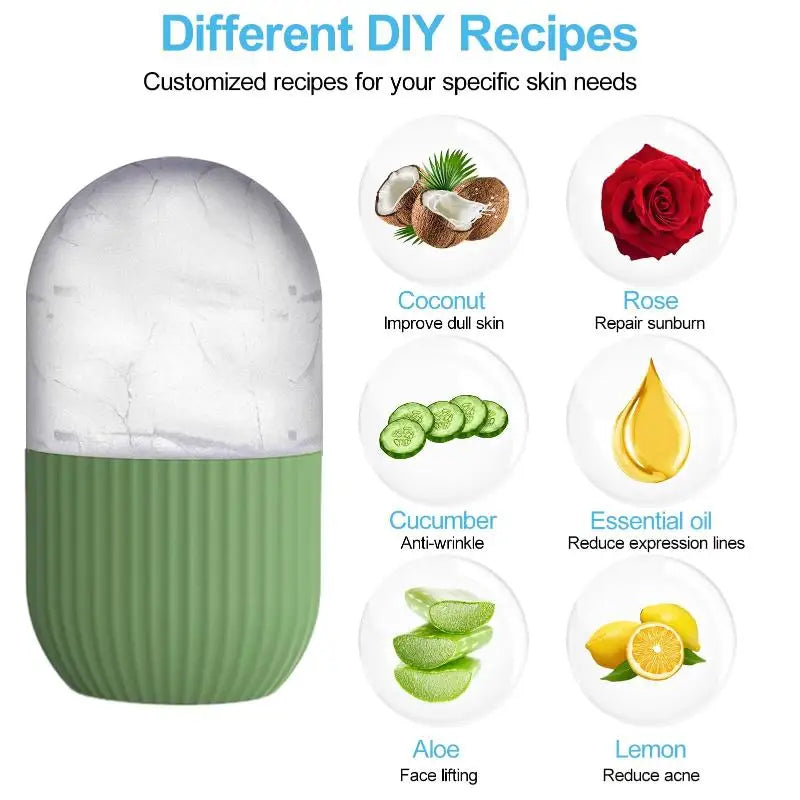 Silicone Ice Face Roller – Reusable Facial Massager for Glowing Skin, Pore Care &amp; Eye Puffiness