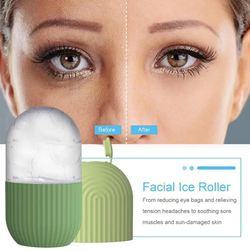 Silicone Ice Face Roller – Reusable Facial Massager for Glowing Skin, Pore Care &amp; Eye Puffiness