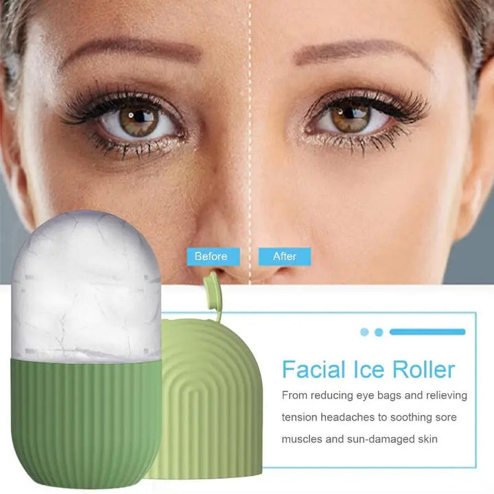 Silicone Ice Face Roller – Reusable Facial Massager for Glowing Skin, Pore Care &amp; Eye Puffiness