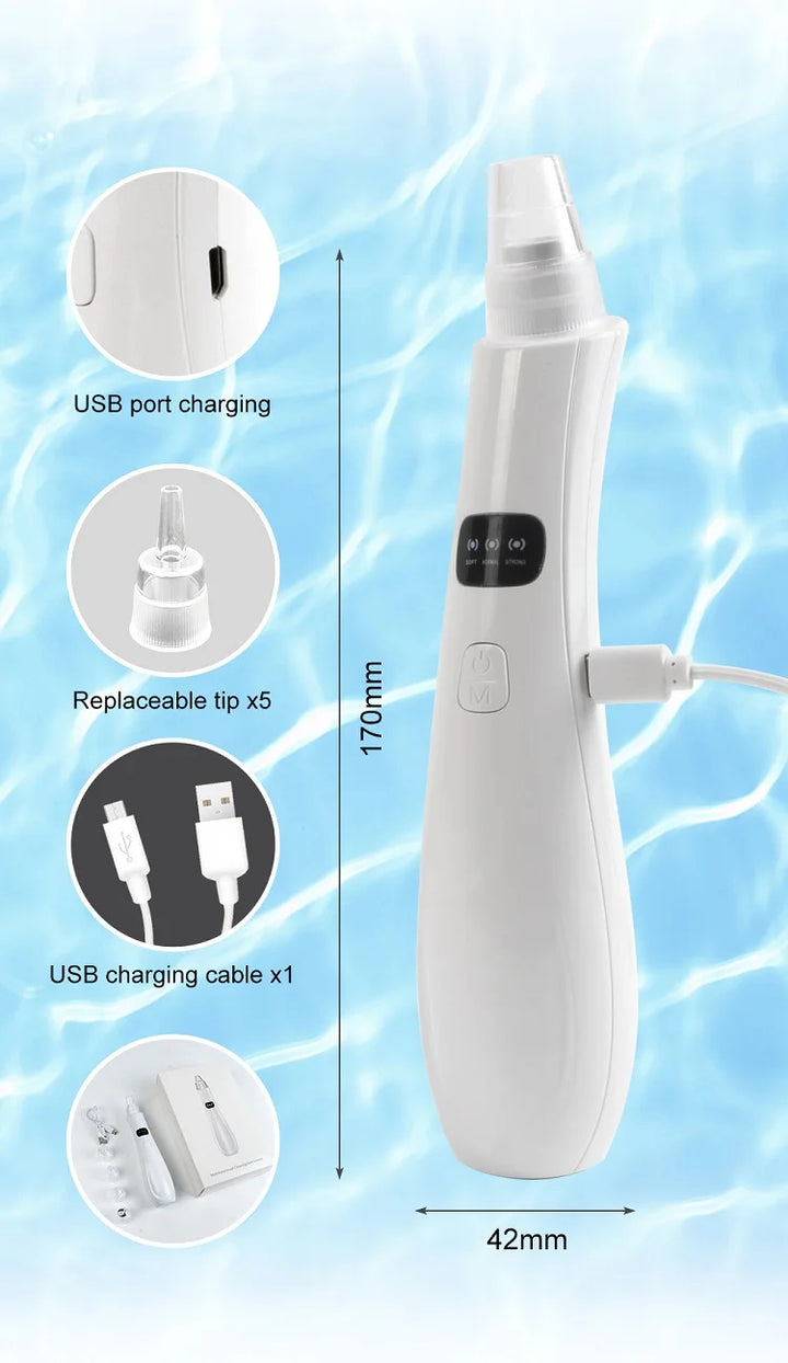 Electric Blackhead Remover – 5-in-1 Rechargeable Pore Vacuum for Clear, Smooth Skin