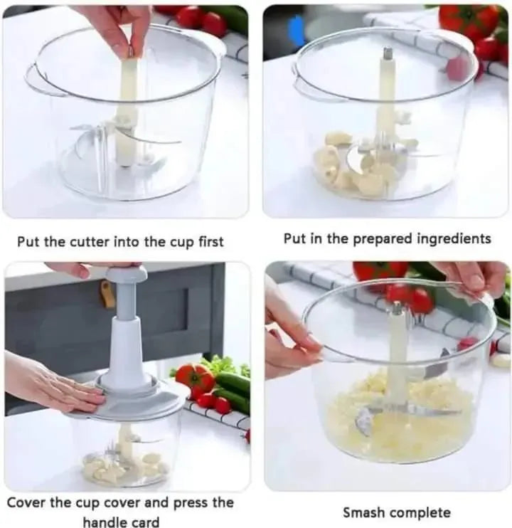 Manual Push Chopper – Multi-Purpose Vegetable &amp; Meat Chopper with Stainless Steel Blades
