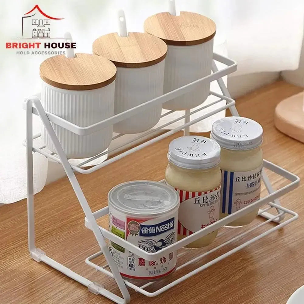 2-Tier Spice Rack Organizer – Multi-Purpose Kitchen &amp; Countertop Storage Shelf