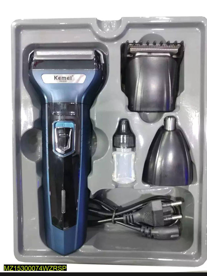 Kemei 3-in-1 Trimmer Kit – Rechargeable Beard, Hair &amp; Nose Grooming Set for Men