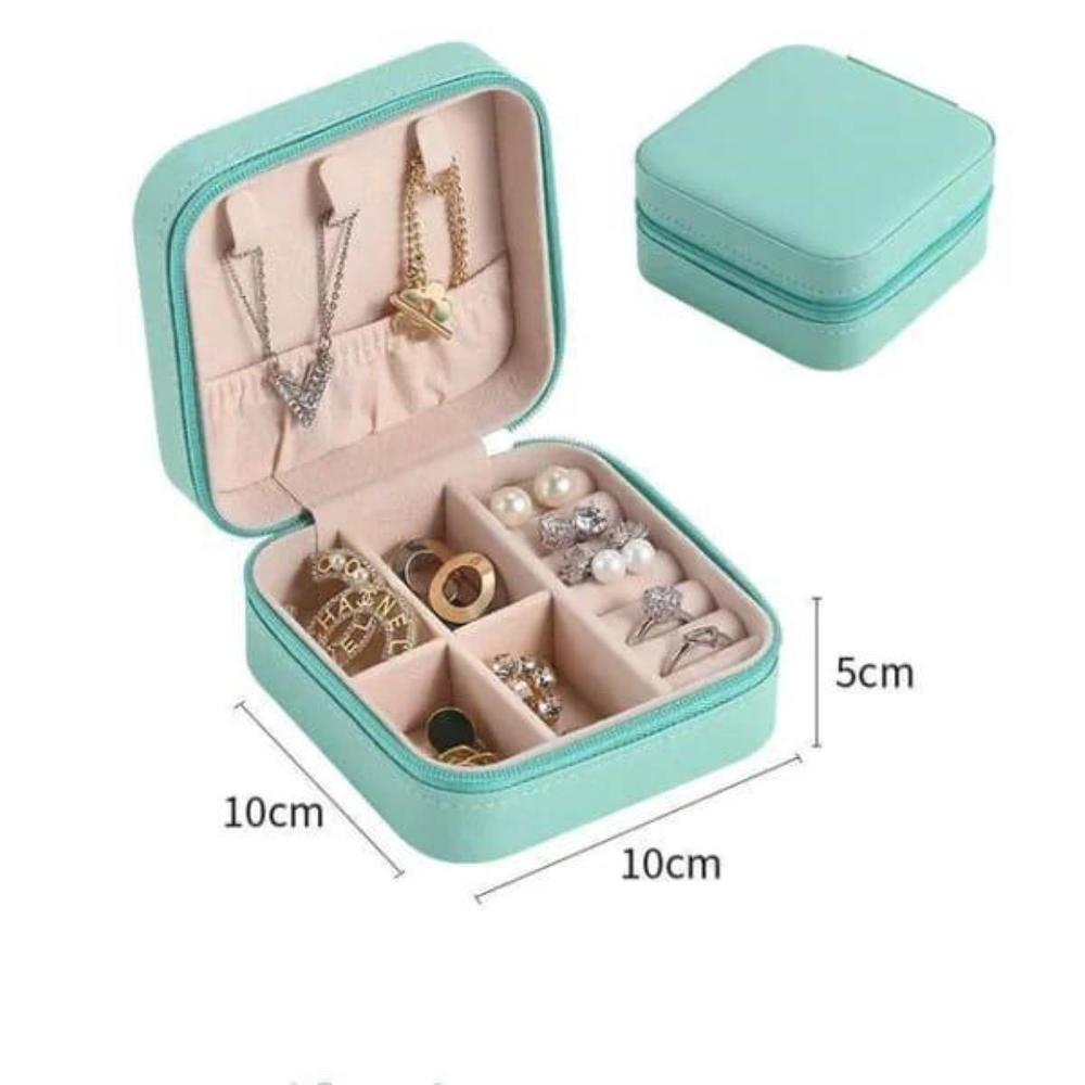 Pastel Green Jewelry Box – Portable Organizer for Rings, Earrings &amp; Necklaces