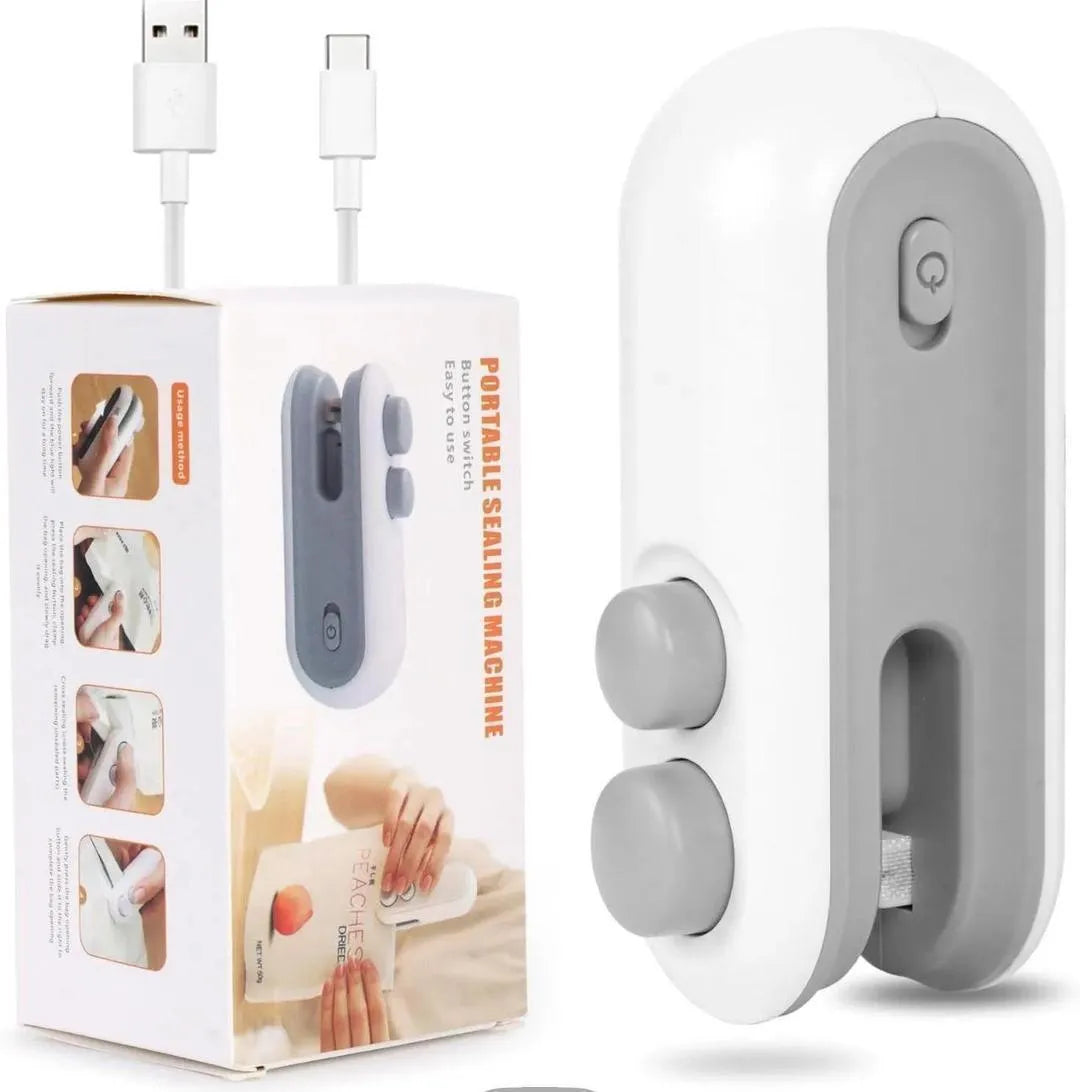 Mini Bag Sealer Machine – USB Rechargeable 2-in-1 Heat Sealer &amp; Cutter