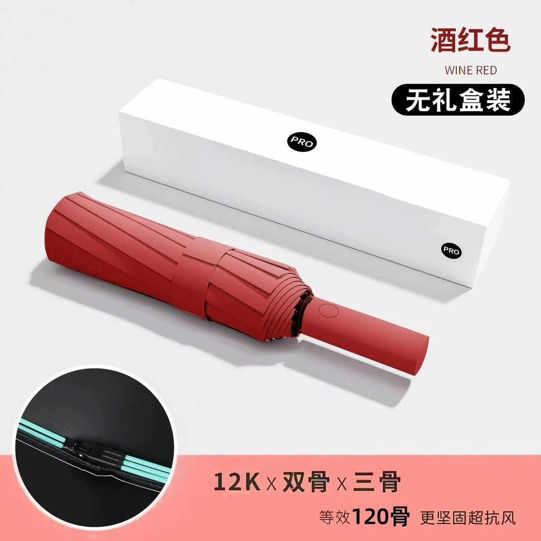 Heavy-Duty Anti-Wind Umbrella – Foldable UV &amp; Rain Protection Compact Design